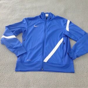 Nike Jacket Mens Medium Dri Fit Full Zip Blue Track Soccer Windbreaker